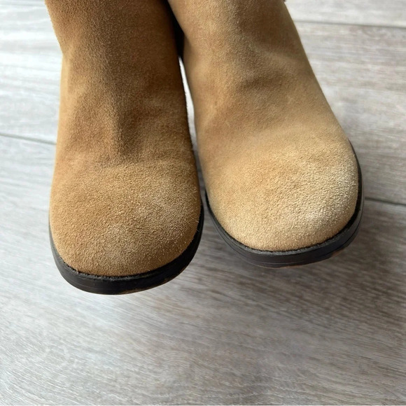 Zara  Trafaluc Tan Suede Block Heel Ankle Boots - Picture 5 of 13